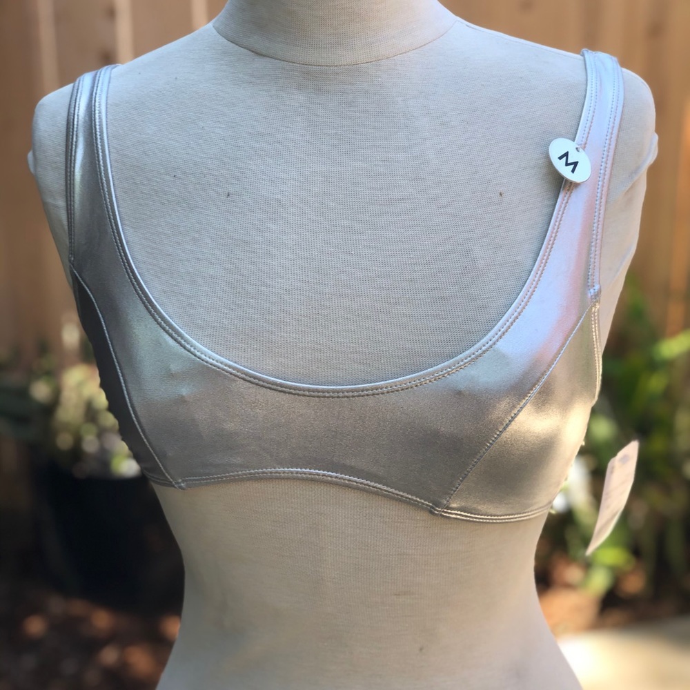 NWT forever 21 bathing suit top silver